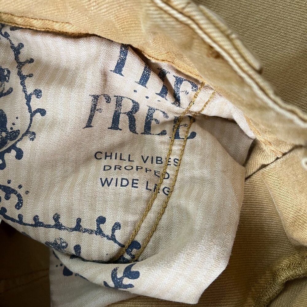 NEW Free People We The Free Chill Vibes Dropped Wide Leg Mustard Scout Jeans - Picture 6 of 12